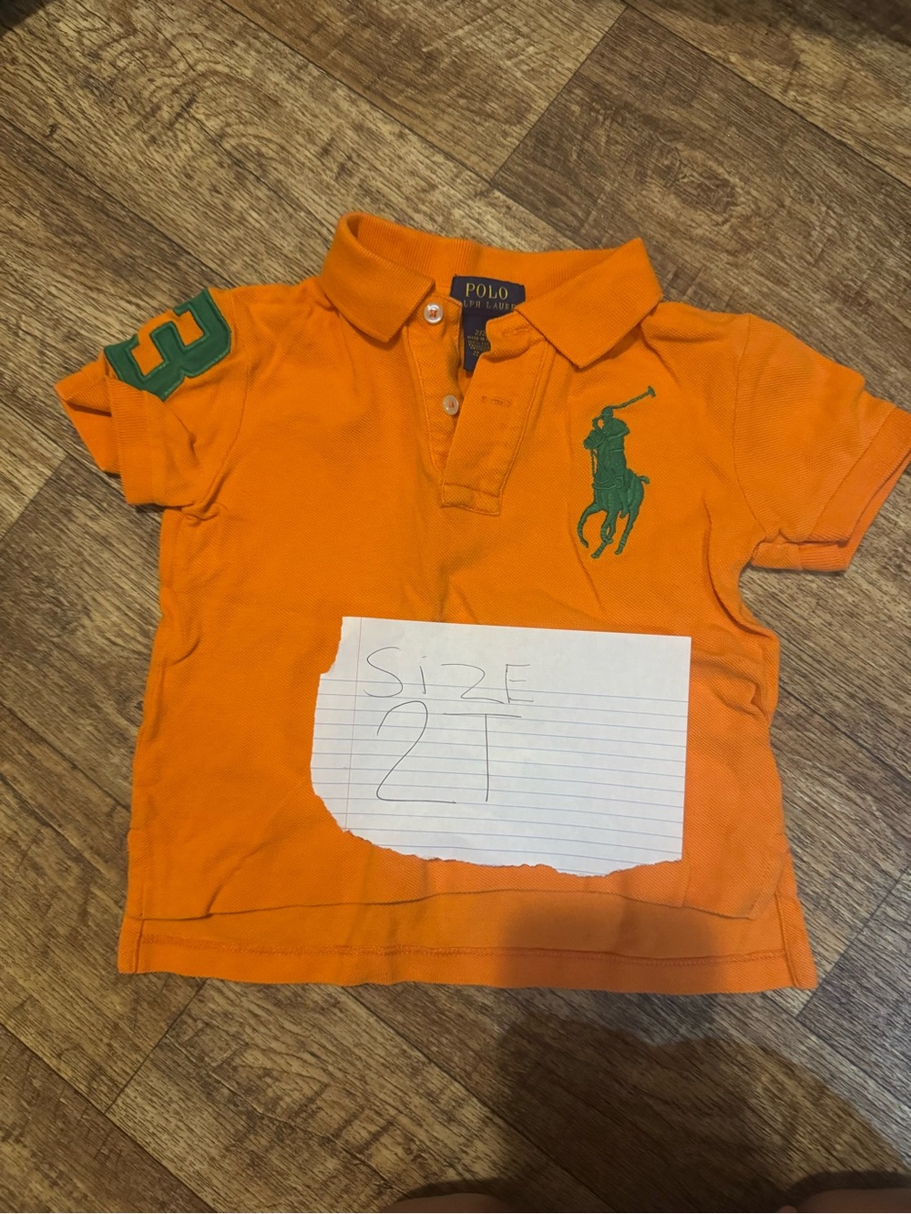 Polo Ralph Lauren Toddler Orange Short-Sleeve Polo Shirt with Green Logo